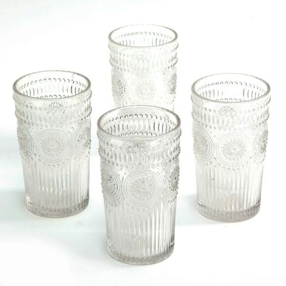 🦋 New Pioneer Woman Adeline 16-Ounce Footed Glass Tumblers, Set of 8, Clear - Picture 6 of 10